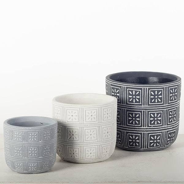 Off White Cement Flower Pot