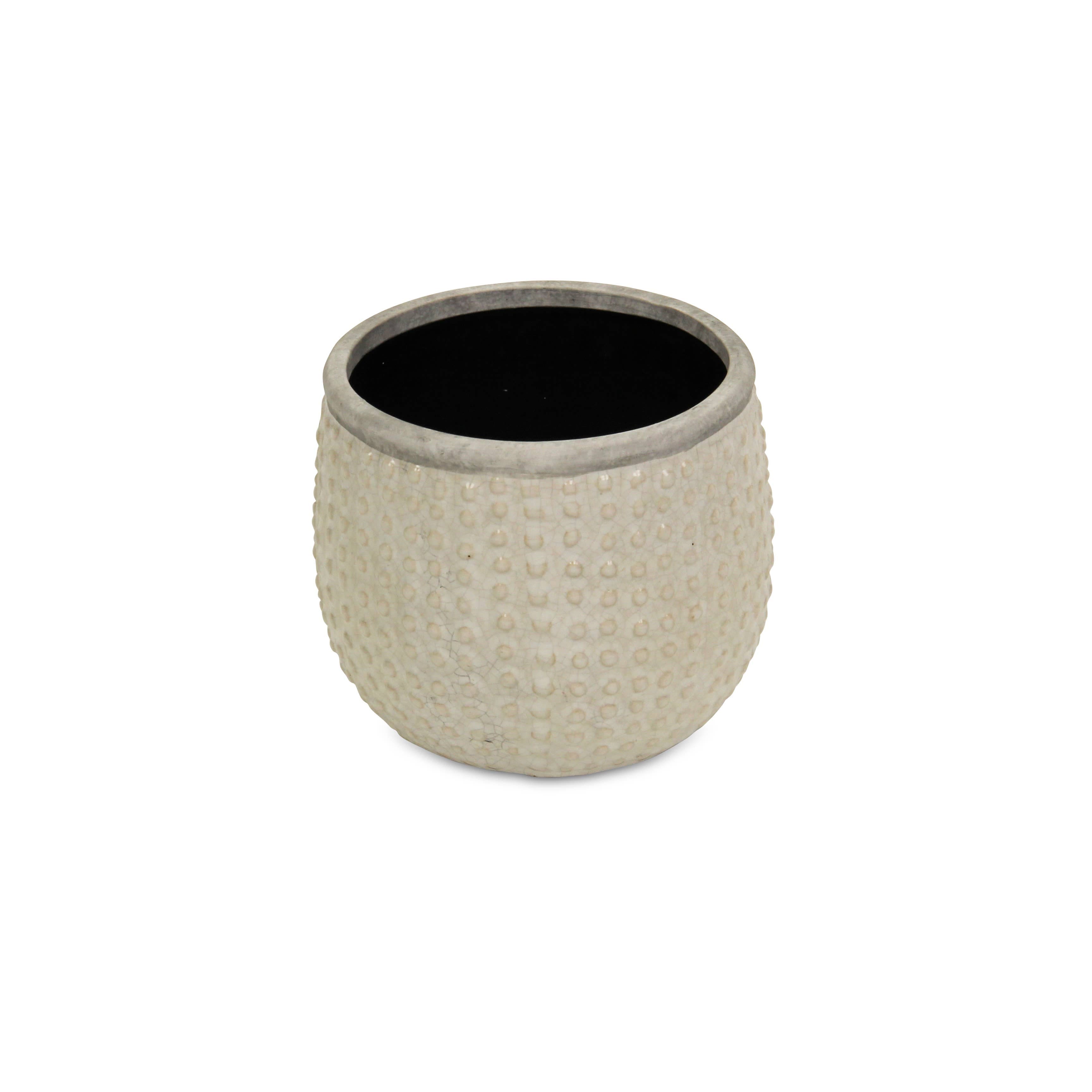 6 " Osanna Curved Beige Ceramic Pot