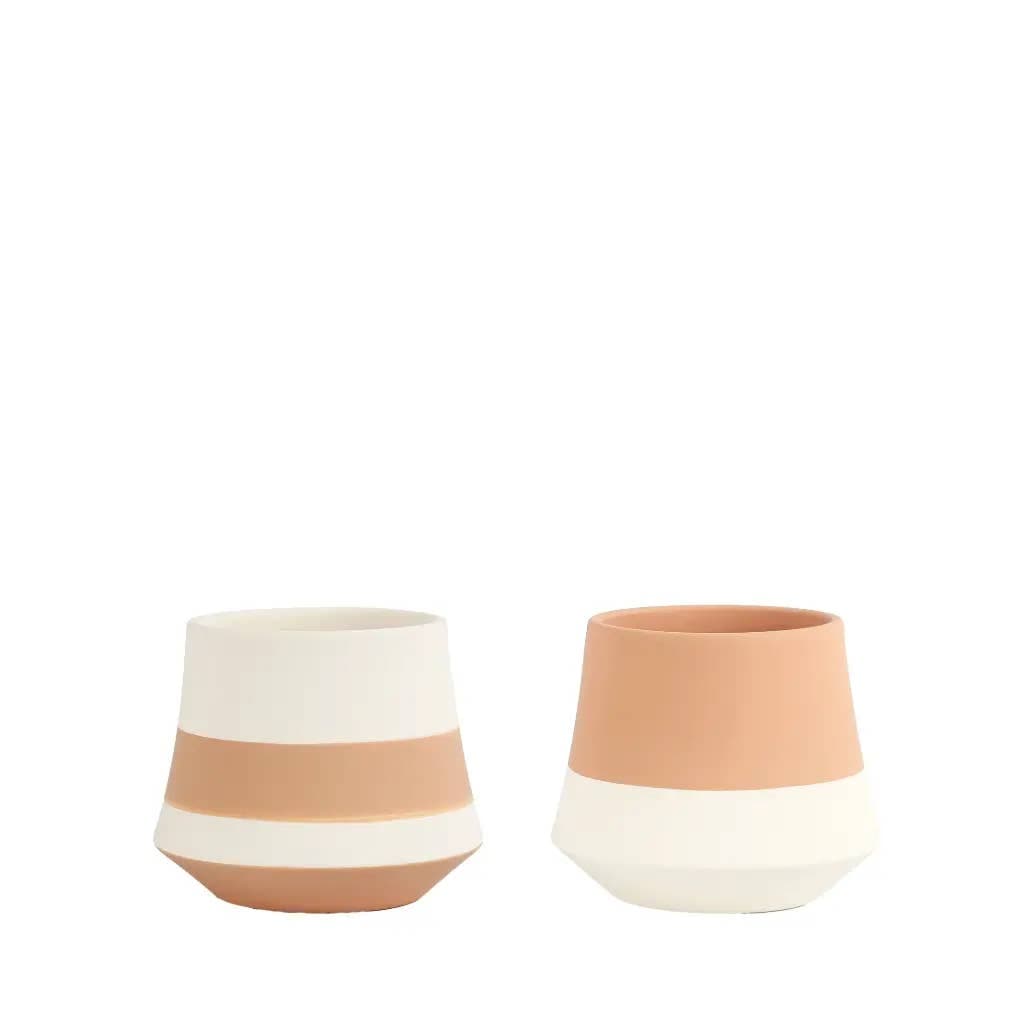 Soto Pot Round 2 Assorted White Brown - 7 x 6"