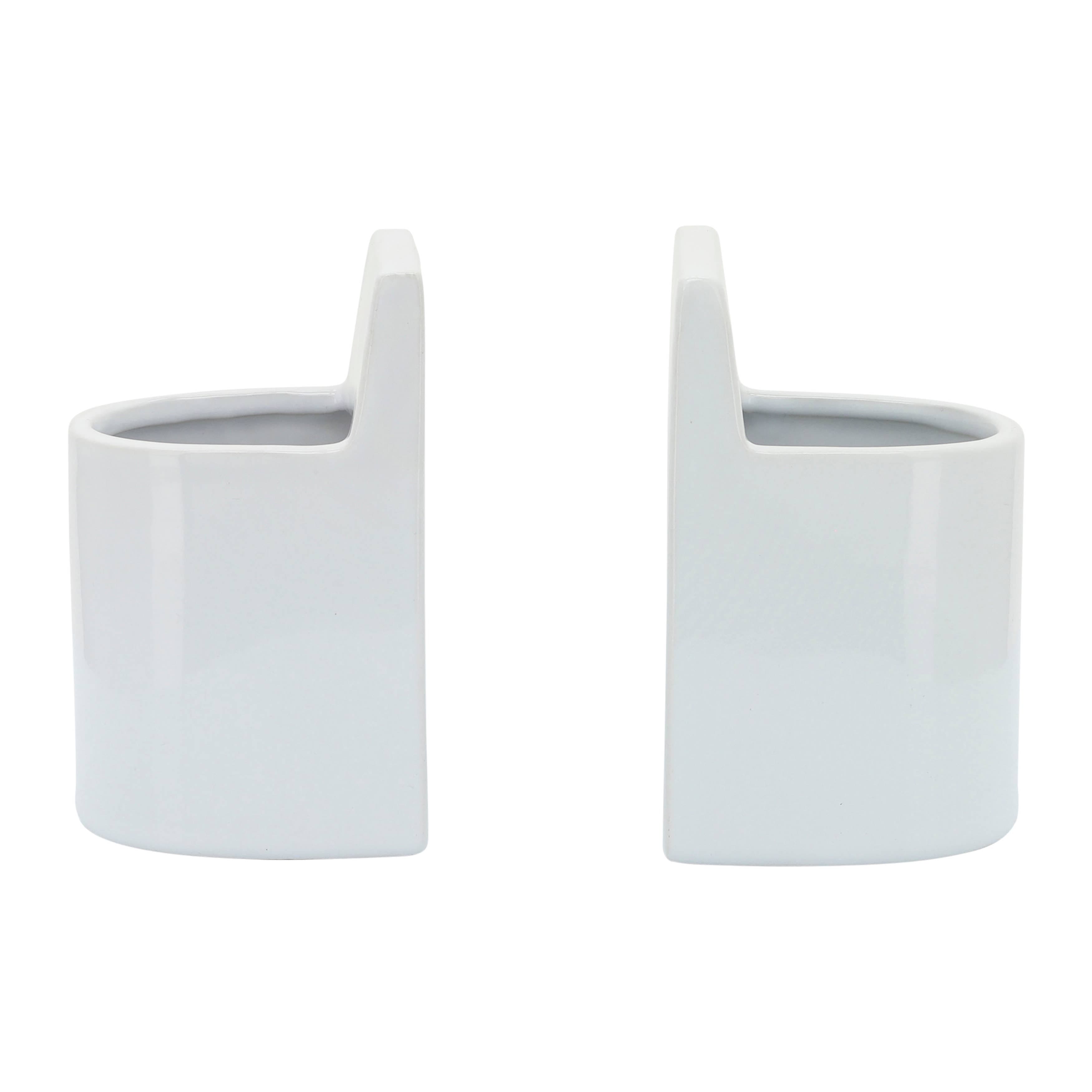 White 6 in. Ceramic Novelty Solid Pouch Bookend