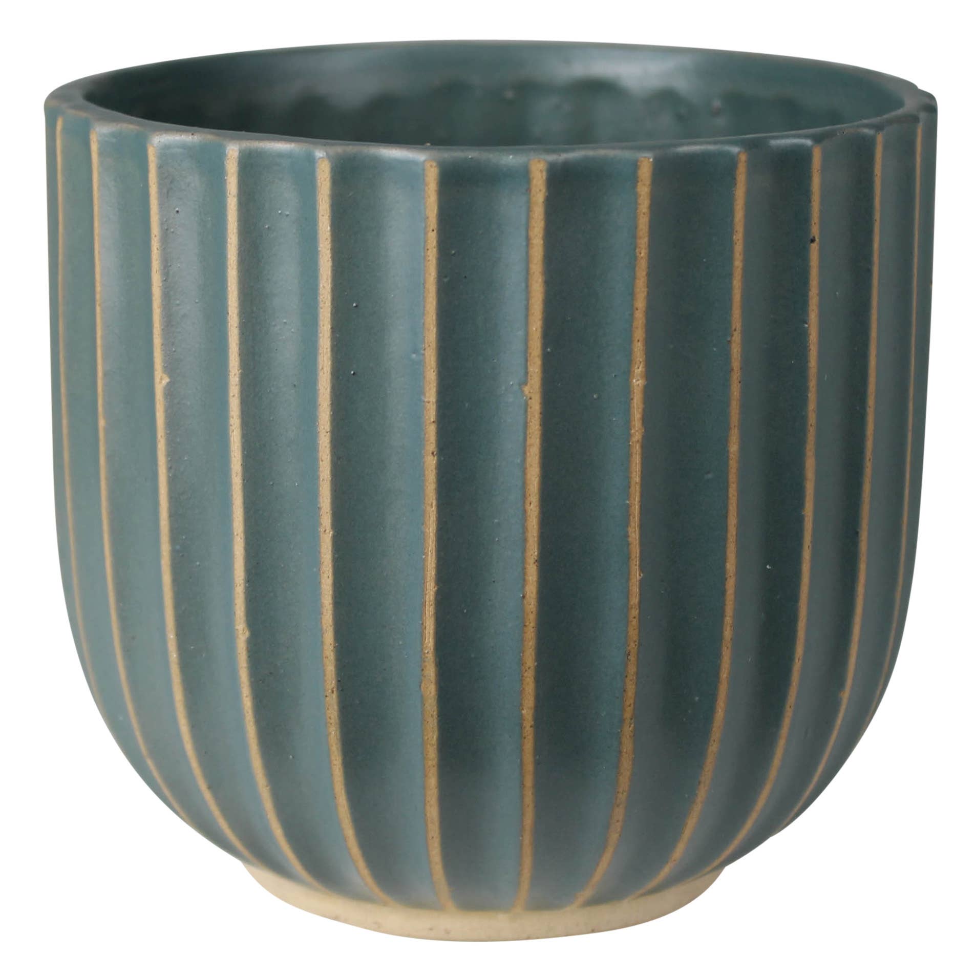 LUX Collection: Lyna Scalloped Cachepot, Ceramic - Green 5"
