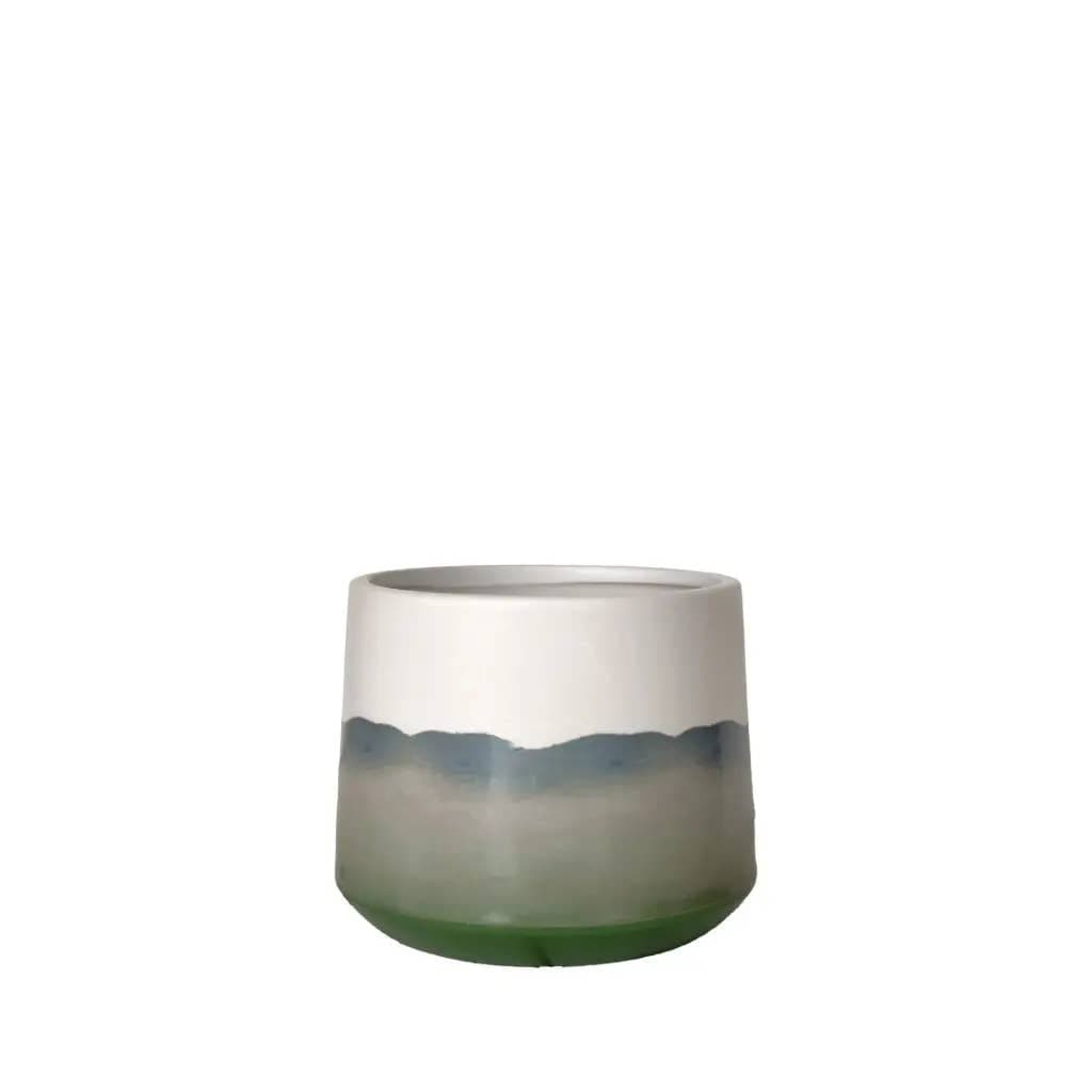 Paz Pot Round Cream Green - 7.25 x 5.75"
