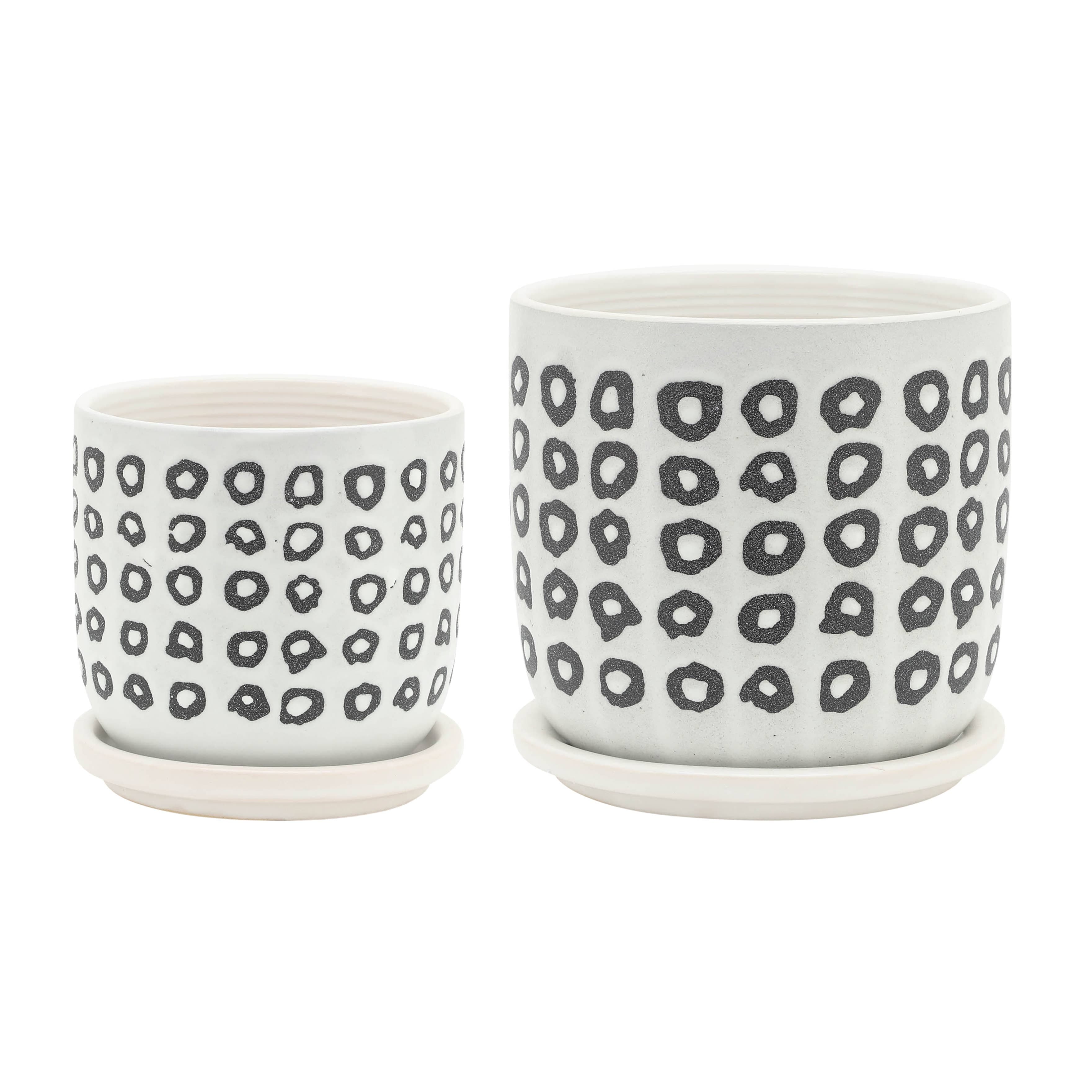 Round Aztec Planter Pot with Saucer 6"