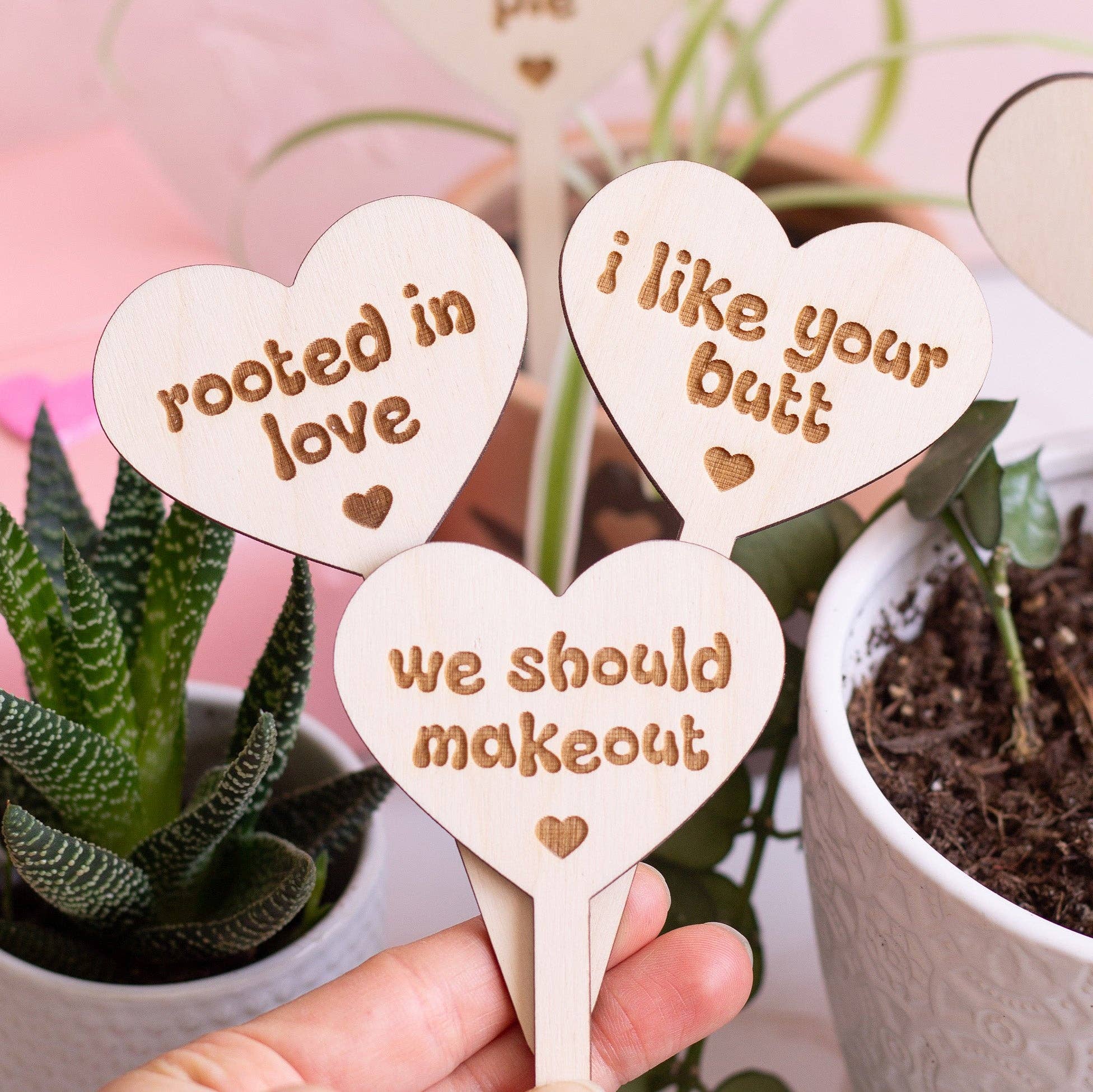 Conversation Heart Wooden Plant Markers
