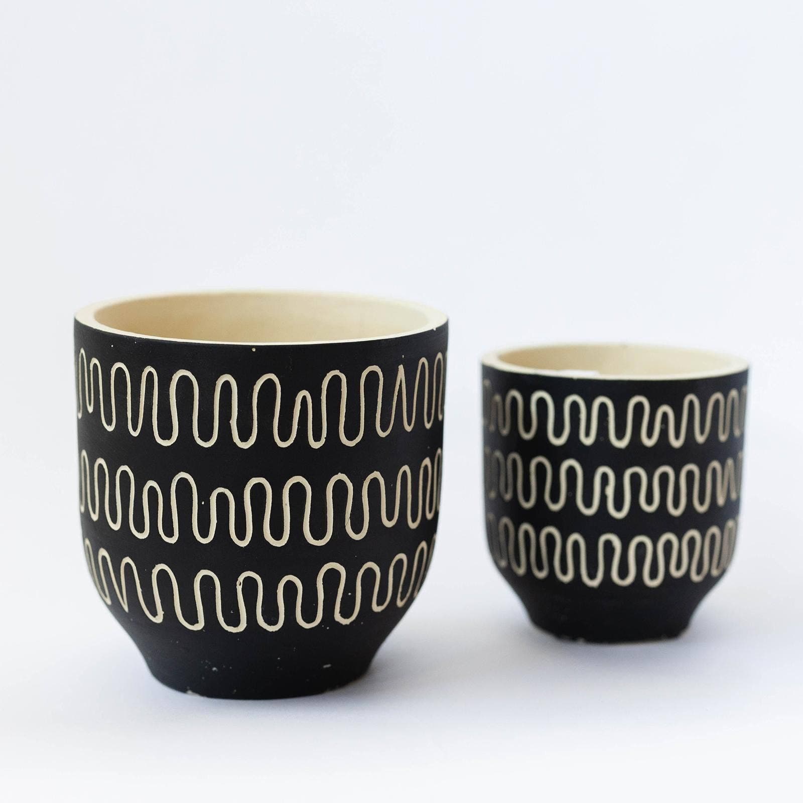 Cement Flower Pot, Black