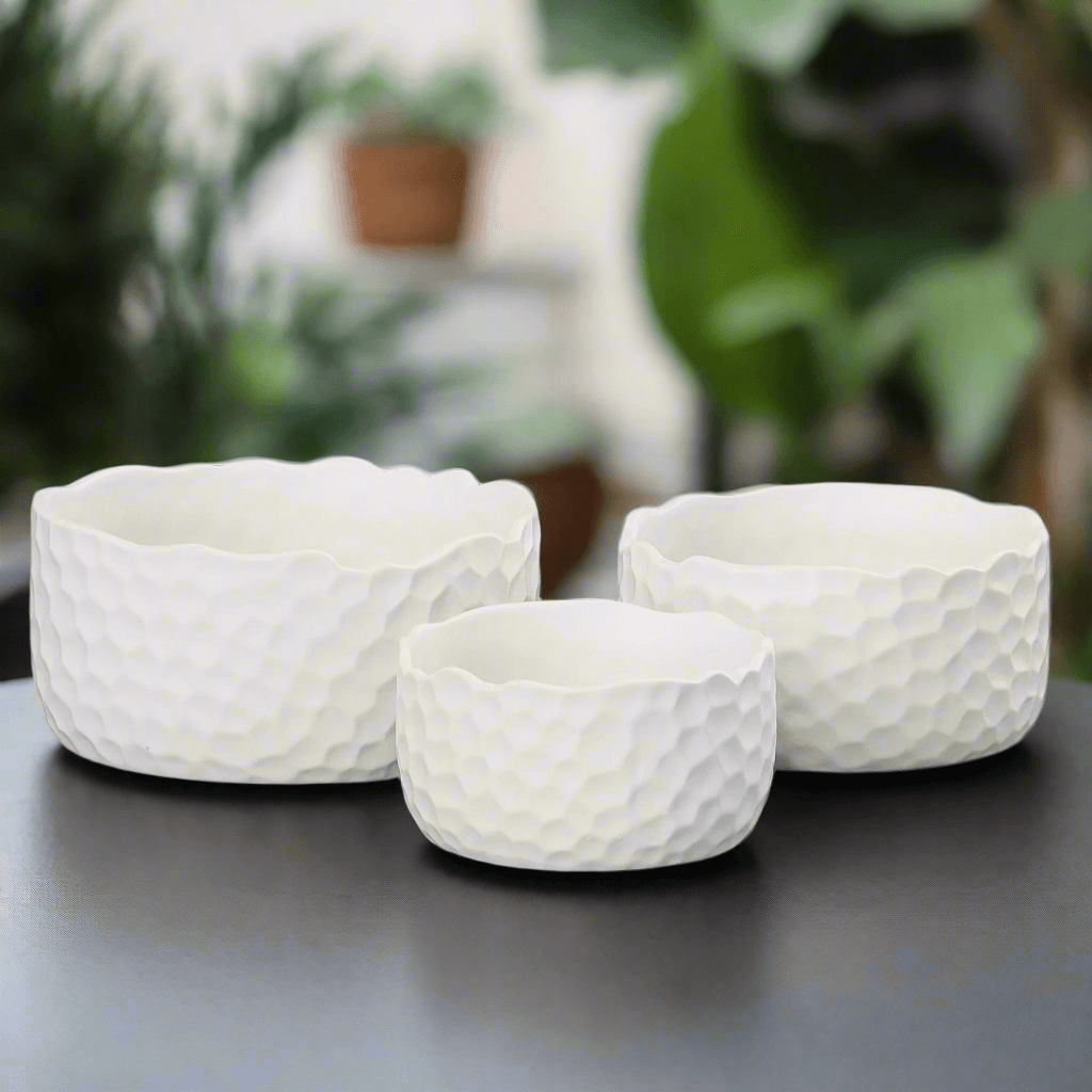 Kyros Hammered Ceramic Planter Set 7"