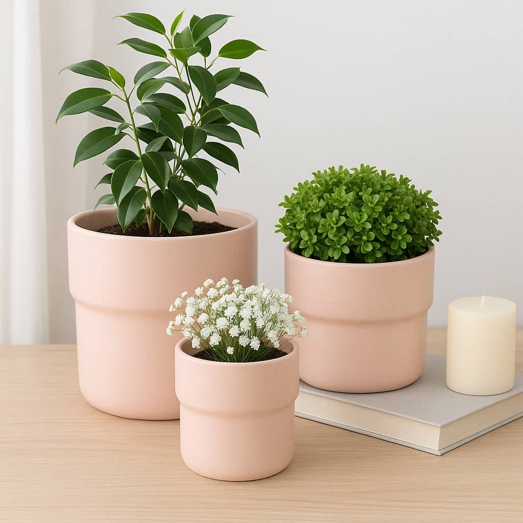 Pink Ceramic Round Mushroom, 7"