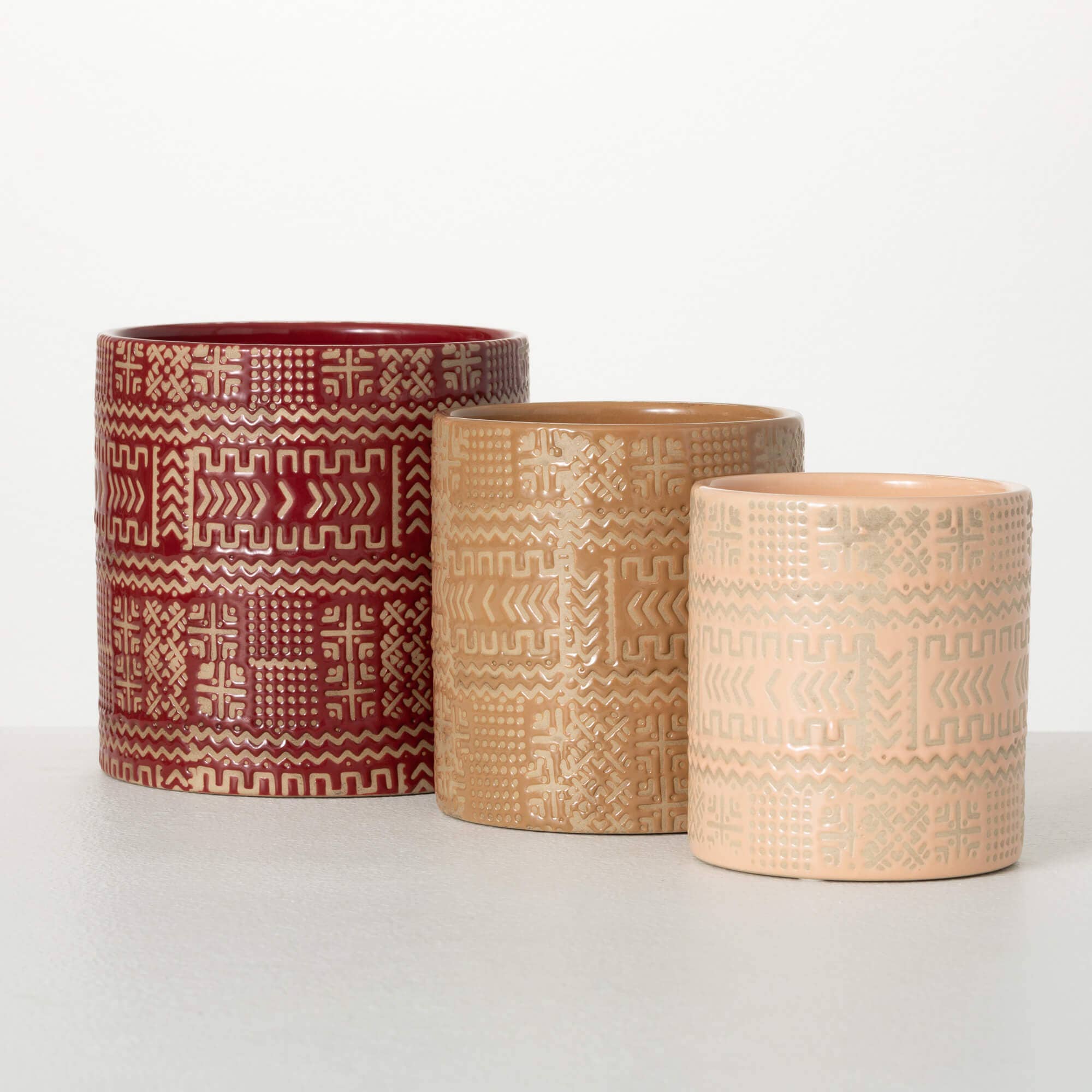Aztec Tribal Pattern Pot 6"