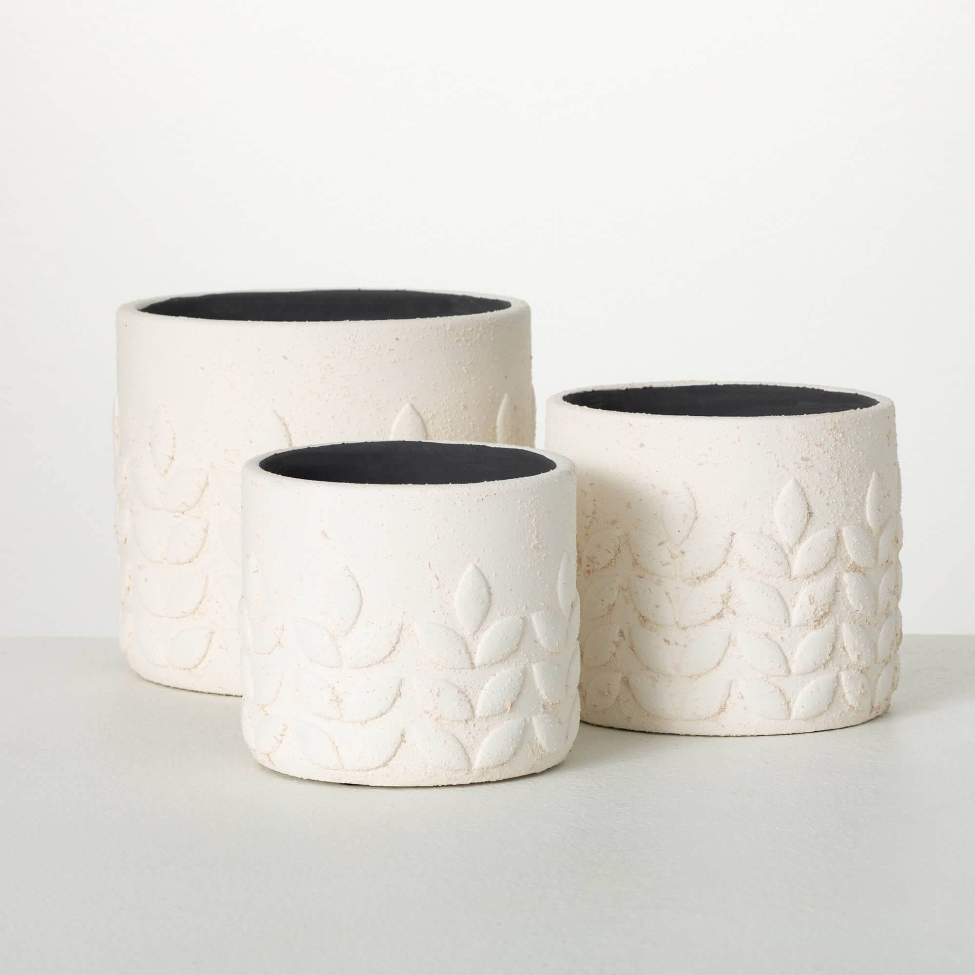 Large MODERN LEAF CREAM POTS