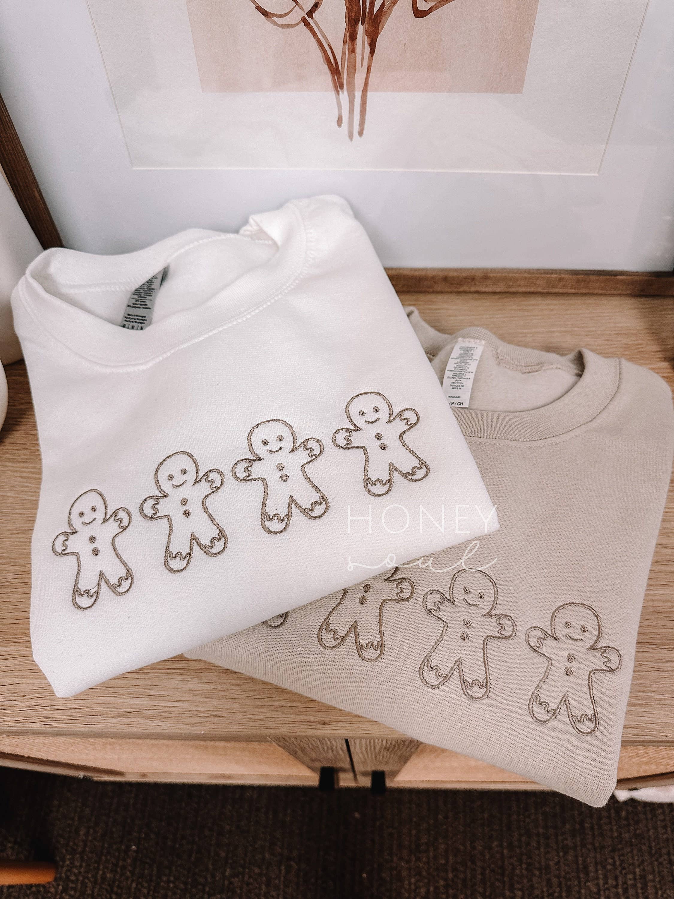 Embroidered Gingerbread Man Sweatshirt | Holiday Sweatshirt
