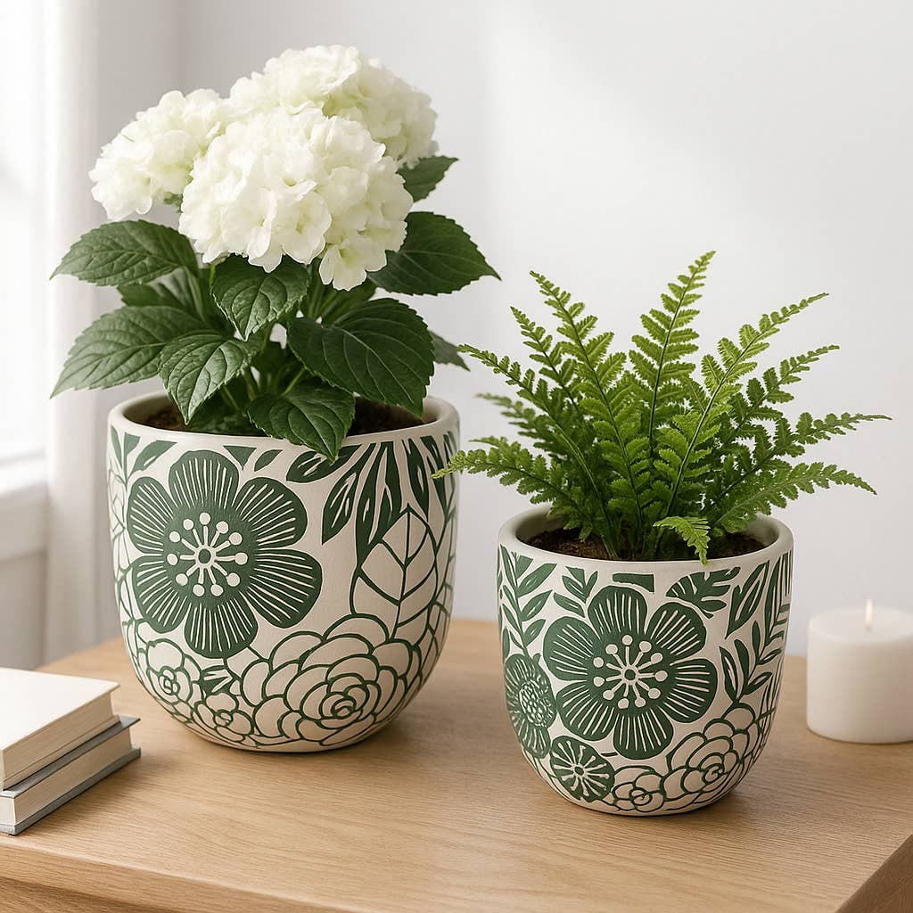 Ceramic Floral Power Planters - White, 6"