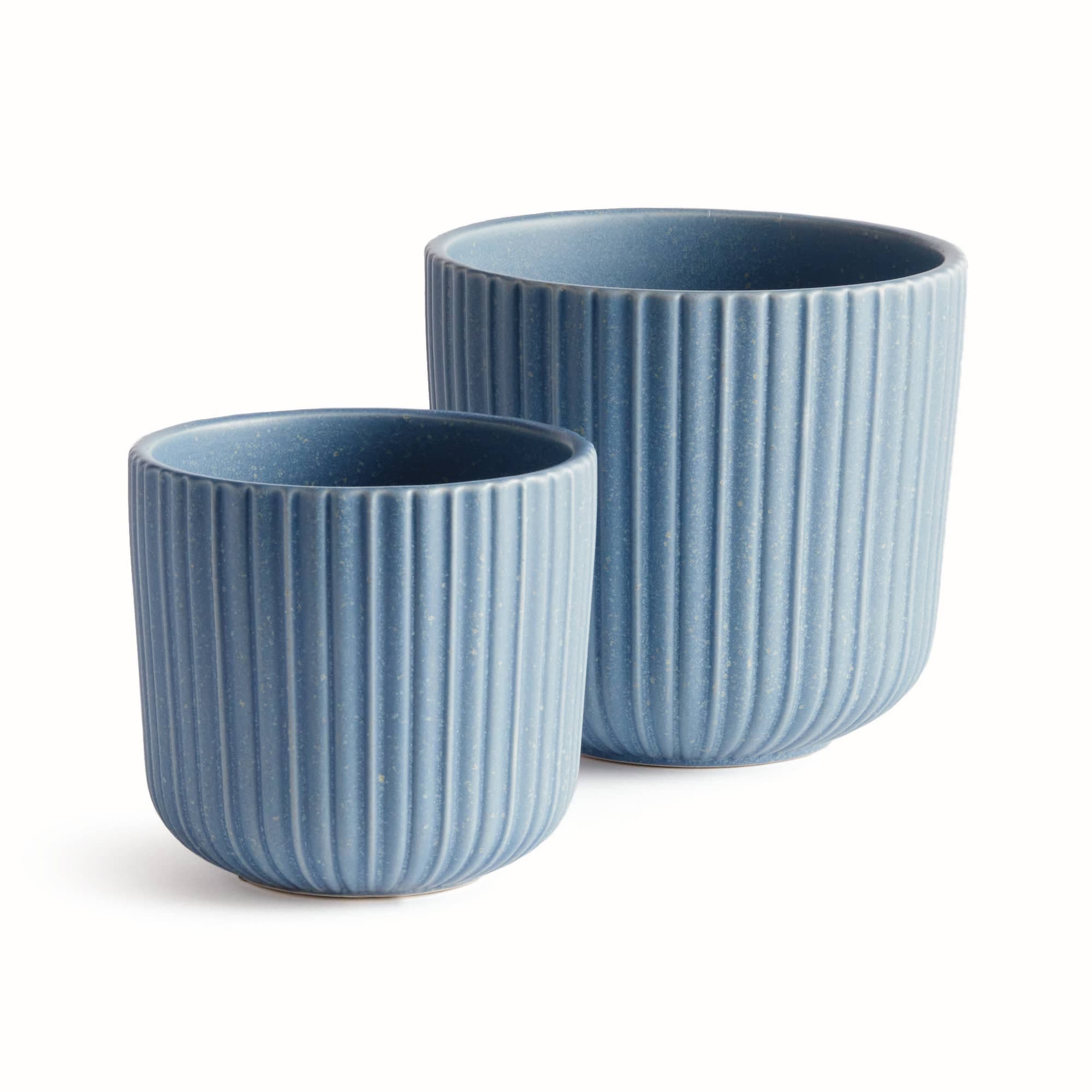 Tasha Pots, Blue, Textured Outdoor Plant Pot 7"
