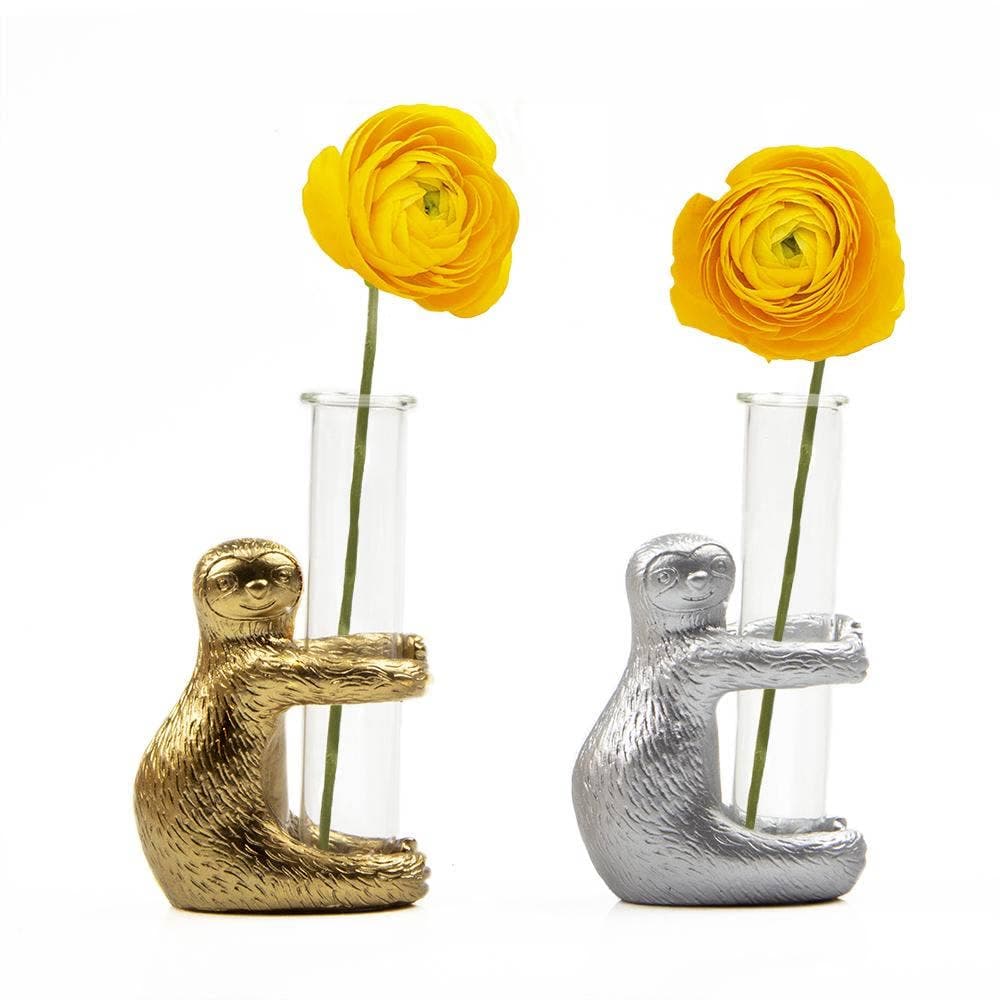 Sloth Test Tube Glass Flower Vase