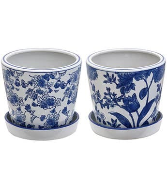 Blue and White Planters, 2 Assorted Item # 12609