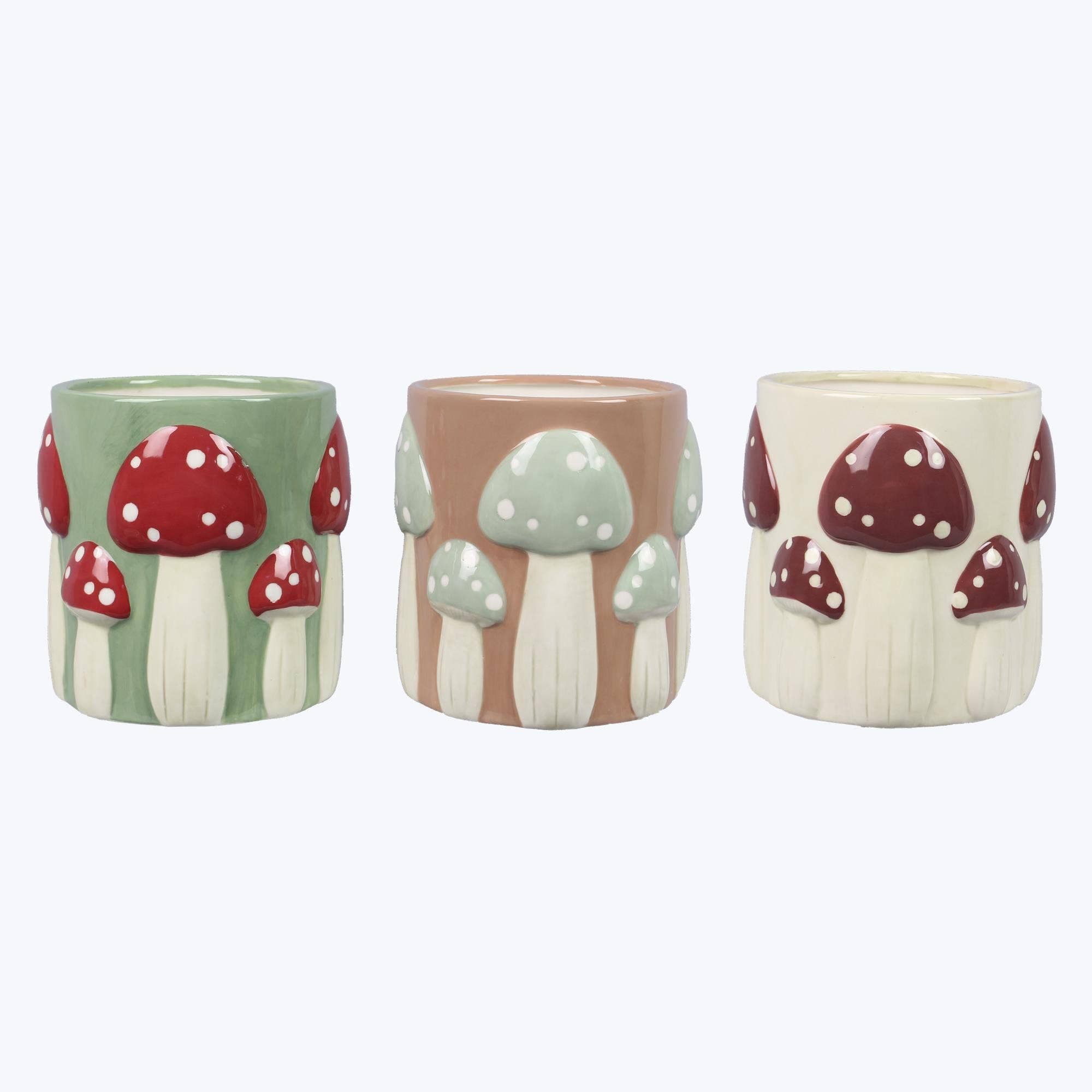 Stoneware Mushroom Forest Planter (SKU#: 74403)